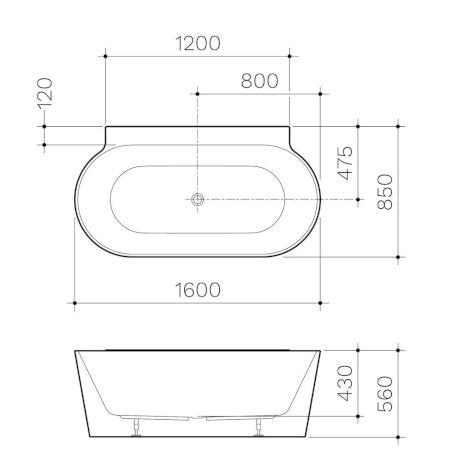 ROUND Back To Wall Freestanding Bath 1400MM OR 1600MM