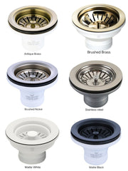 Basket Waste 90 x 50mm Long Thread In Stainless Steel, Matte Black, Matte White, Brushed Brass, Brushed nickel & Antique Brass