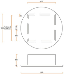 CIRQUE Mirror Cabinet with Round Door In W600xH600xD150mm