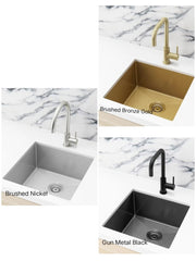 Meir KITCHEN SINK - Single Bowl 450 X 450 - Gunmetal Black - Brushed Bronze Gold - Brushed Nickel - PVD