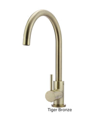 Meir ROUND Gooseneck Kitchen Mixer Tap In Chrome - Matte Black - Tiger Bronze - Champagne - Brushed Nickel