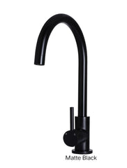 Meir ROUND Gooseneck Kitchen Mixer Tap In Chrome - Matte Black - Tiger Bronze - Champagne - Brushed Nickel