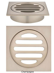Meir SQUARE Floor Grate Shower Drain 80mm Outlet In Chrome - Matte Black - Tiger Bronze - Champagne - Brushed Nickel