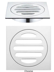 Meir SQUARE Floor Grate Shower Drain 80mm Outlet In Chrome - Matte Black - Tiger Bronze - Champagne - Brushed Nickel
