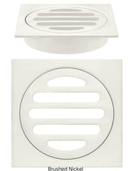 Meir SQUARE Floor Grate Shower Drain 80mm Outlet In Chrome - Matte Black - Tiger Bronze - Champagne - Brushed Nickel