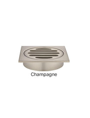 Meir SQUARE Floor Grate Shower Drain 80mm Outlet In Chrome - Matte Black - Tiger Bronze - Champagne - Brushed Nickel