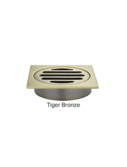 Meir SQUARE Floor Grate Shower Drain 80mm Outlet In Chrome - Matte Black - Tiger Bronze - Champagne - Brushed Nickel