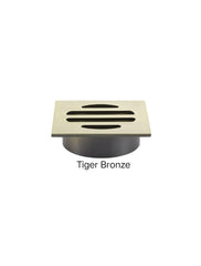 Meir SQUARE Floor Grate Shower Drain 50mm Outlet In Matte Black - Tiger Bronze - Champagne - Brushed Nickel