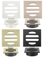 Meir SQUARE Floor Grate Shower Drain 50mm Outlet In Matte Black - Tiger Bronze - Champagne - Brushed Nickel