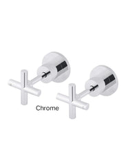 Meir ROUND Cross Handle Jumper Valve Wall Top Assemblies In Chrome - Matte Black - Tiger Bronze - Champagne - Brushed Nickel