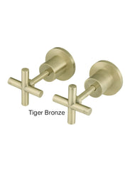 Meir ROUND Cross Handle Jumper Valve Wall Top Assemblies In Chrome - Matte Black - Tiger Bronze - Champagne - Brushed Nickel