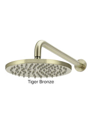 Meir ROUND Wall Shower 200mm Rose, 400mm Curved Arm In Chrome - Matte Black - Tiger Bronze - Champagne - Brushed Nickel