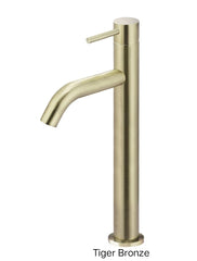 Meir PICCOLA Tall Basin Mixer Tap With 130mm Spout In Chrome - Matte Black - Tiger Bronze - Champagne - Brushed Nickel