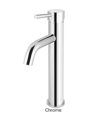 Meir ROUND Tall Basin Mixer Curved In Chrome - Matte Black - Tiger Bronze - Champagne - Brushed Nickel