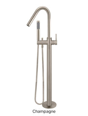 Meir ROUND Freestanding Bath Spout And Hand Shower In Chrome - Matte Black - Tiger Bronze - Champagne - Brushed Nickel