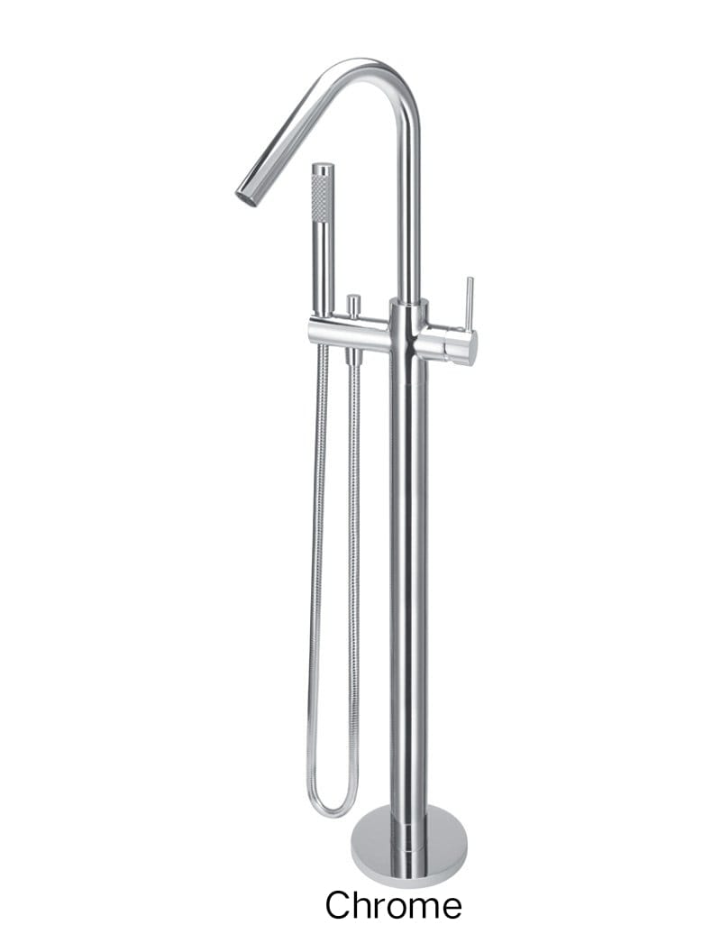 Meir ROUND Freestanding Bath Spout And Hand Shower In Chrome - Matte Black - Tiger Bronze - Champagne - Brushed Nickel