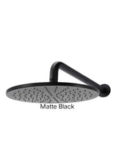 Meir ROUND Wall Shower 300mm Rose, 400mm Curved Arm In Matte Black - Tiger Bronze - Champagne - Brushed Nickel