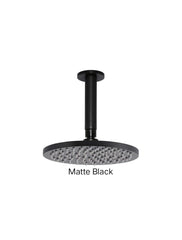 Meir ROUND Ceiling Shower 200mm Rose, 150mm Dropper In Matte Black - Tiger Bronze - Champagne