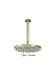 Meir ROUND Ceiling Shower 200mm Rose, 150mm Dropper In Matte Black - Tiger Bronze - Champagne