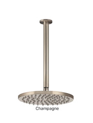 Meir ROUND Ceiling Shower 200mm Rose, 300mm Dropper In Chrome - Matte Black - Tiger Bronze - Champagne - Brushed nickel