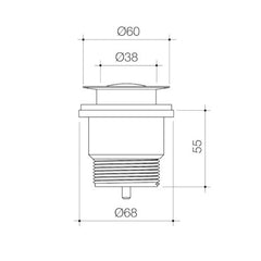 RUBANE II Bath Pop-Up Plug & Waste In Chrome - Matte Black - Brushed Brass - Gunmetal - Brushed Nickel