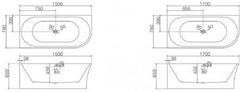 NATALIE Corner Bath Left or Right 1500mm and 1700mm