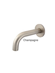 Meir ROUND Curved Basin Wall Spout 130mm In Chrome - Matte Black - Tiger Bronze - Champagne - Brushed Nickel