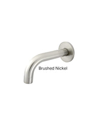 Meir ROUND Curved Basin Wall Spout 130mm In Chrome - Matte Black - Tiger Bronze - Champagne - Brushed Nickel