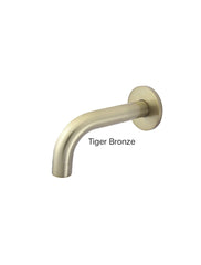 Meir ROUND Curved Basin Wall Spout 130mm In Chrome - Matte Black - Tiger Bronze - Champagne - Brushed Nickel