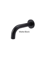 Meir ROUND Curved Basin Wall Spout 130mm In Chrome - Matte Black - Tiger Bronze - Champagne - Brushed Nickel