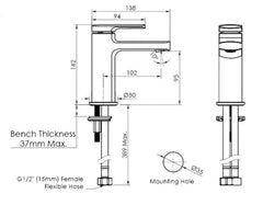 CORBAN Basin Mixer In Chrome - Matte Black - Brushed Nickel