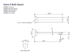 ASTRO II Bath Spout In Chrome - Matte Black - Brushed Brass - Brushed Nickel - Gunmetal