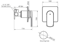 CORBAN Shower Mixer In Chrome - Matte Black - Brushed Nickel
