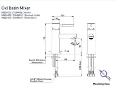 OXI Basin Mixer In Chrome - Matte Black - Brushed Nickel