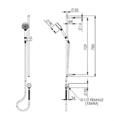 TEXTURA Rail Shower In Matte Black - Brushed Brass - Brushed Stainless - Gunmetal