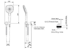 SWEPT Hand Shower With Wall Outlet Bracket In Chrome - Matte Black - Brushed Nickel