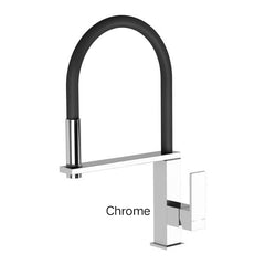 Phoenix VEZZ Flexible Hose Sink Mixer Square In Chrome - Matte Black - Brushed Nickel