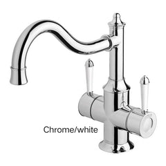 Phoenix NOSTALGIA Twin Handle Sink Mixer 220mm Shepherds Crook In Chrome - Chrome / White
