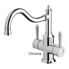 Phoenix NOSTALGIA Twin Handle Sink Mixer 220mm Shepherds Crook In Chrome - Chrome / White