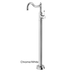 Phoenix NOSTALGIA Floor Mounted Bath Mixer Shepherds Crook In Chrome Or Chrome/White