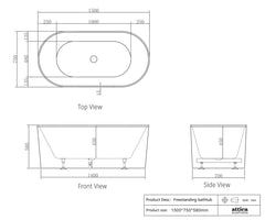 ATTICA NOOSA 1500 MATTE WHITE BATH
