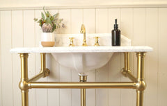 STEWARD WASHSTAND WITH 75 x 55 REAL CARRARA MARBLE TOP