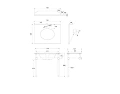 STEWARD WASHSTAND WITH 75 x 55 REAL CARRARA MARBLE TOP