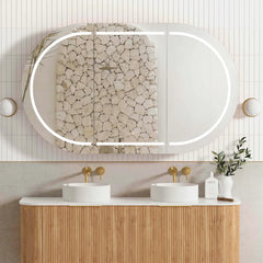 LED BONDI 1500X900 NATURAL OAK SHAVING CABINET