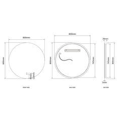 LED BONDI 800MM FRAMELESS MIRROR